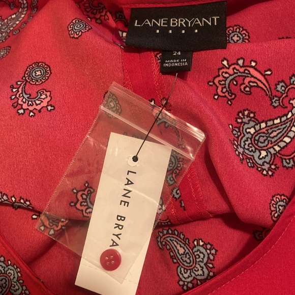 Lane Bryant Hot Pink Paisley Tunic with Tie Detail - Picture 9 of 10